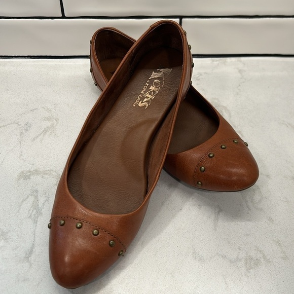 Korks Kork-Ease Cognac Brown Leather Studded ‘Anabel’ Slip On Flats 6.5 / 37 - Picture 13 of 16